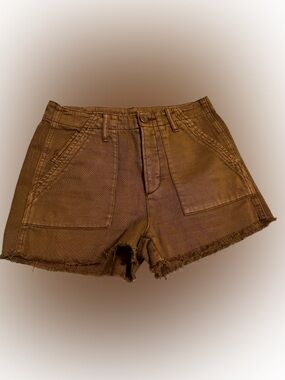 American Eagle Outfitters Rudt Brown Cargo Frayed-Hem Shorts Sz 0 Summer Spring